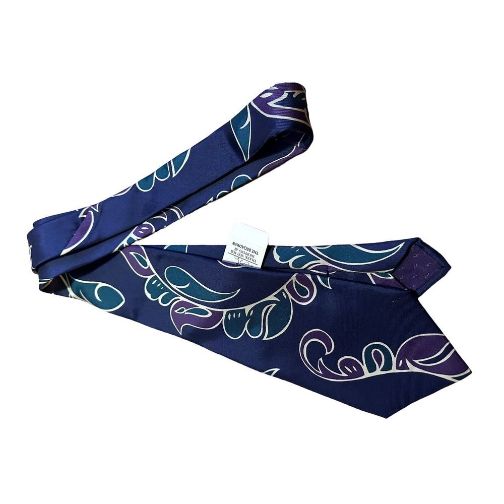 Vintage SWING Tie Dark Blue Floral Men's 100% Silk From‎ Italy